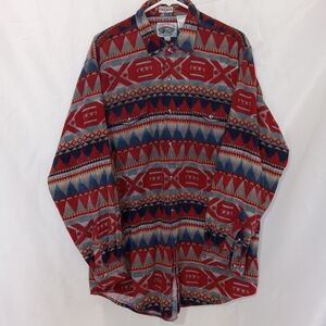 Vintage 90s Cumberland Outfitters Southwestern Aztec Flannel Shirt Mens XL Tall